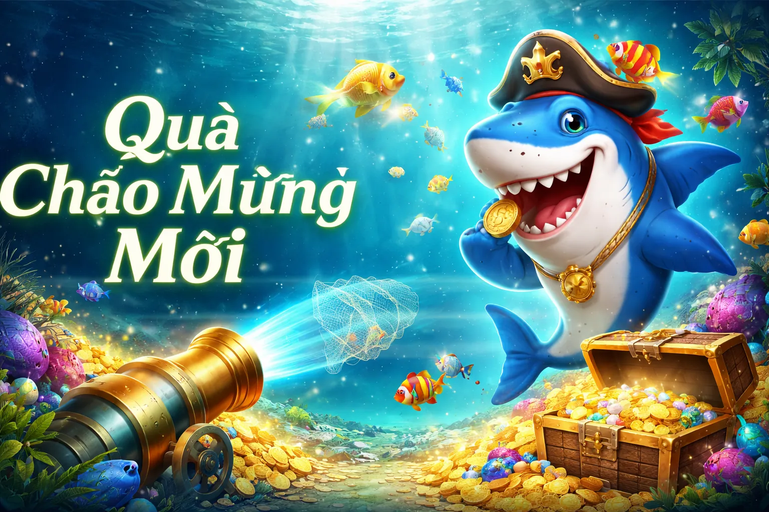 Hình ảnh chính về trò chơi câu cá tại ga65 uy tín, với đồ họa sống động và kho báu dưới nước.